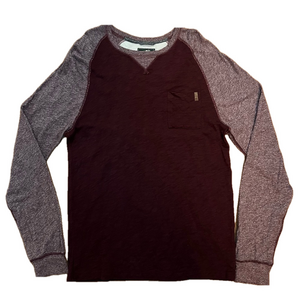 Roots Canada Slub Cotton Baseball T Shirt Men's XXL Two Tone Burgundy Raglan